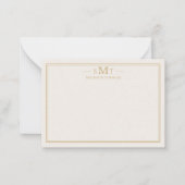 Elegant Ivory Gold Three Letter Monogram Mitteilungskarte (Vorderseite)
