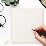 Elegant Ivory Gold Three Letter Monogram Notizblock<br><div class="desc">Create your own personalized notepad with elegant three letter monogram initials and name with simple border design in ivory and gold color.</div>