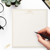 Elegant Ivory Gold Three Letter Monogram Notizblock