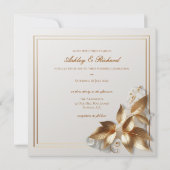 Elegant Ivory Gold Wedding Invitation Einladung (Rückseite)