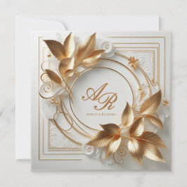 Elegant Ivory Gold Wedding Invitation Einladung