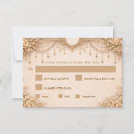 Elegant Ivory gothic Wedding RSVP Card Karte