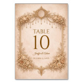 Elegant Ivory Gothic Wedding Table number Tischnummer (Rückseite)