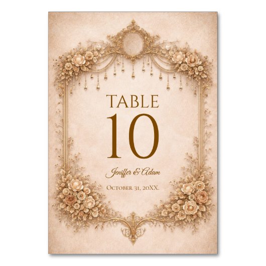 Elegant Ivory Gothic Wedding Table number Tischnummer (Vorderseite)