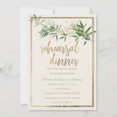 Elegant ivory green gold foliage Rehearsal Dinner Einladung (Vorderseite)