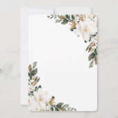 Elegant Ivory Magnolia Blumengrün Hochzeit Einladung (Rückseite)