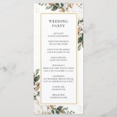 Elegant Ivory Magnolia Blumengrün Hochzeit Programm (Rückseite)