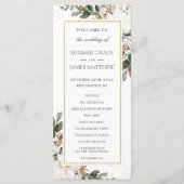 Elegant Ivory Magnolia Blumengrün Hochzeit Programm (Vorderseite)