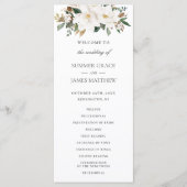 Elegant Ivory Magnolia Blumengrün Hochzeit Programm (Vorderseite)