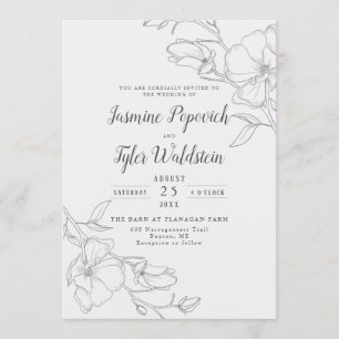 Elegant Ivory Magnolia Hochzeit Einladung