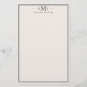 Elegant Ivory Minimalist Three Letter Monogram Briefpapier (Vorderseite)