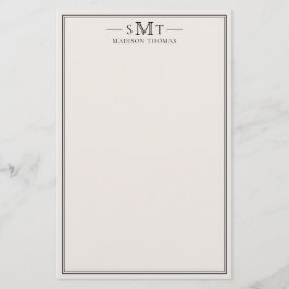 Elegant Ivory Minimalist Three Letter Monogram Briefpapier