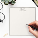Elegant Ivory Minimalist Three Letter Monogram Notizblock<br><div class="desc">Create your own personalized notepad with elegant three letter monogram initials and name with simple border design in black and ivory color.</div>