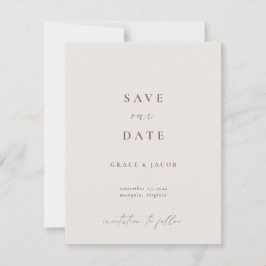 Elegant Ivory Minimalistisch Script Foto Save The Date (Vorderseite)