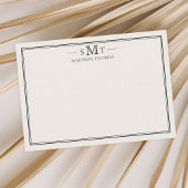 Elegant Ivory Minimalistisch Three Letter Monogram Mitteilungskarte