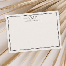 Elegant Ivory Minimalistisch Three Letter Monogram
