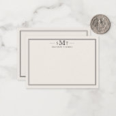 Elegant Ivory Minimalistisch Three Letter Monogram Mitteilungskarte (Vorderseite/Rückseite Beispiel)