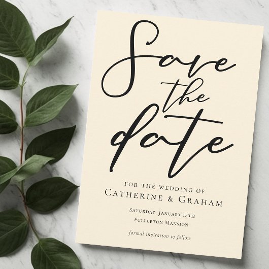 Elegant Ivory Minimalistisch Typografie Save The Date