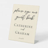 Elegant Ivory Minimalistisch Wedding Guest Book Sockelschild (Vorderseite)