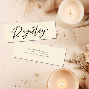 Elegant Ivory Minimalistisch Wedding Registry Mini Visitenkarte