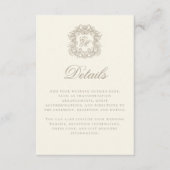 Elegant Ivory Monogram Crest Wedding Details Begleitkarte (Vorderseite)