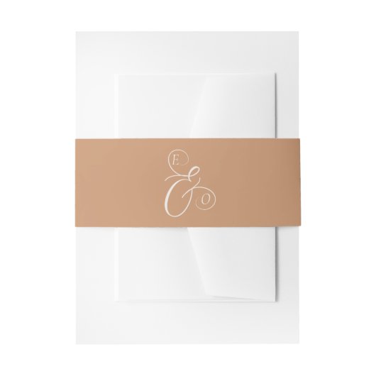 Elegant Ivory Monogram Muted Copper Wedding Einladungsbanderole (Vorderseite Beispiel)