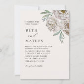 Elegant Ivory & Off White Florals Wedding Einladung (Vorderseite)
