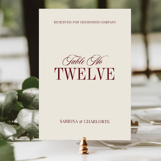 Elegant Ivory Old Money Wedding Table Number Tischnummer