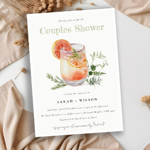 Elegant Ivory Orange Green Cocktail Paare Dusche Einladung