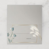 Elegant Ivory Pampas Grass Aquamarin Anthurium Platzkarte (Außenseite Aufgefaltet)