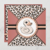Elegant Ivory Peach Rubber Duck Baby Shower Einladung (Vorne/Hinten)