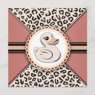 Elegant Ivory Peach Rubber Duck Baby Shower Einladung