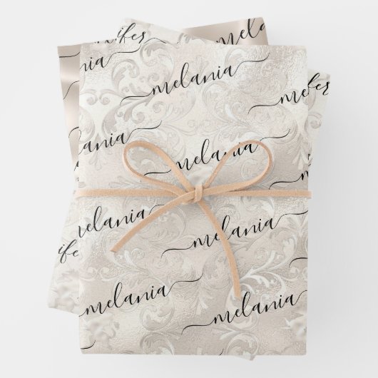 Elegant Ivory Pearl Texture Muster Geschenkpapier Set (Beispiel)