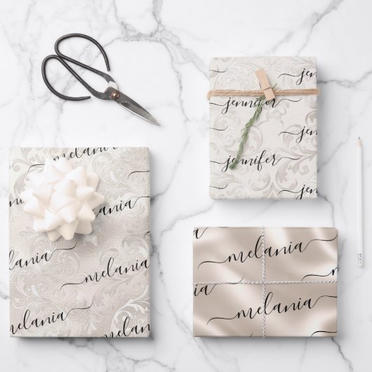 Elegant Ivory Pearl Texture Muster Geschenkpapier Set (Vorderseite)