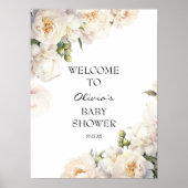 Elegant Ivory Peony Neutral Baby Poster (Vorne)