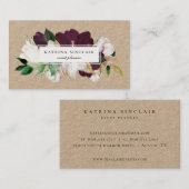 Elegant Ivory Plum Lila Floral Kraft Visitenkarte (Vorne/Hinten)