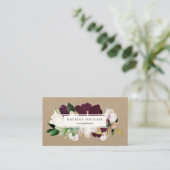 Elegant Ivory Plum Lila Floral Kraft Visitenkarte (Stehend Vorderseite)