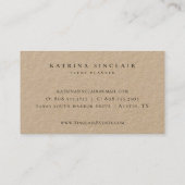 Elegant Ivory Plum Lila Floral Kraft Visitenkarte (Rückseite)