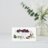 Elegant Ivory Plum Lila Floral Visitenkarte (Stehend Vorderseite)