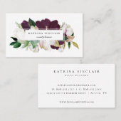 Elegant Ivory Plum Lila Floral Visitenkarte (Vorne/Hinten)