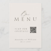Elegant Ivory QR Code Wedding Bar Menu Sign Einladung (Vorderseite)