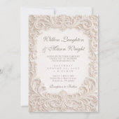 Elegant Ivory Rococo Scroll Wedding Invitation Einladung (Vorderseite)