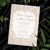 Elegant Ivory Rococo Scroll Wedding Invitation Einladung