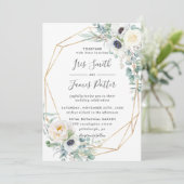 Elegant Ivory Rose Bloral Eukalyptus Wedding Einladung (Stehend Vorderseite)