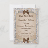 Elegant Ivory Rose & Bows 35. Save the Date (Rückseite)