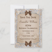 Elegant Ivory Rose & Bows 40. Save the Date (Rückseite)