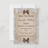 Elegant Ivory Rose & Bows 50. Save the Date (Rückseite)