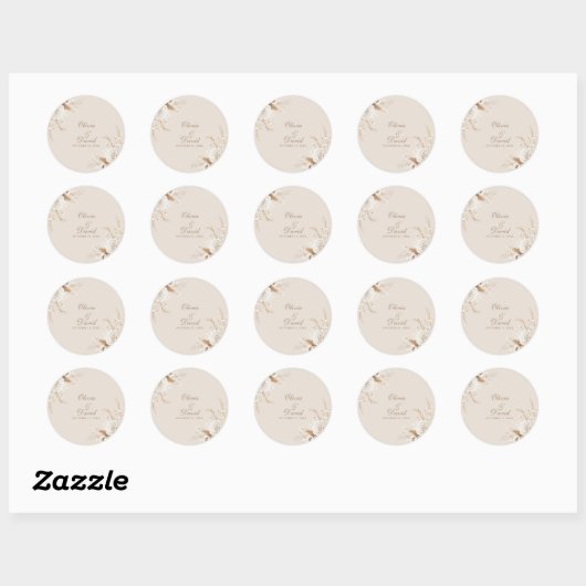 Elegant Ivory Rose Wedding Round Sticker (Blatt)