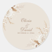 Elegant Ivory Rose Wedding Round Sticker (Vorderseite)