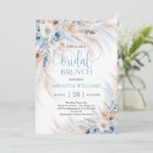 Elegant Ivory Roses Blue Floral Bridal Brunch Einladung (Stehend Vorderseite)